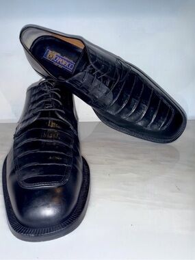 Caporicci Linea Blue Genuine Crocodile Oxford Shoes Men's 12 Black Italy